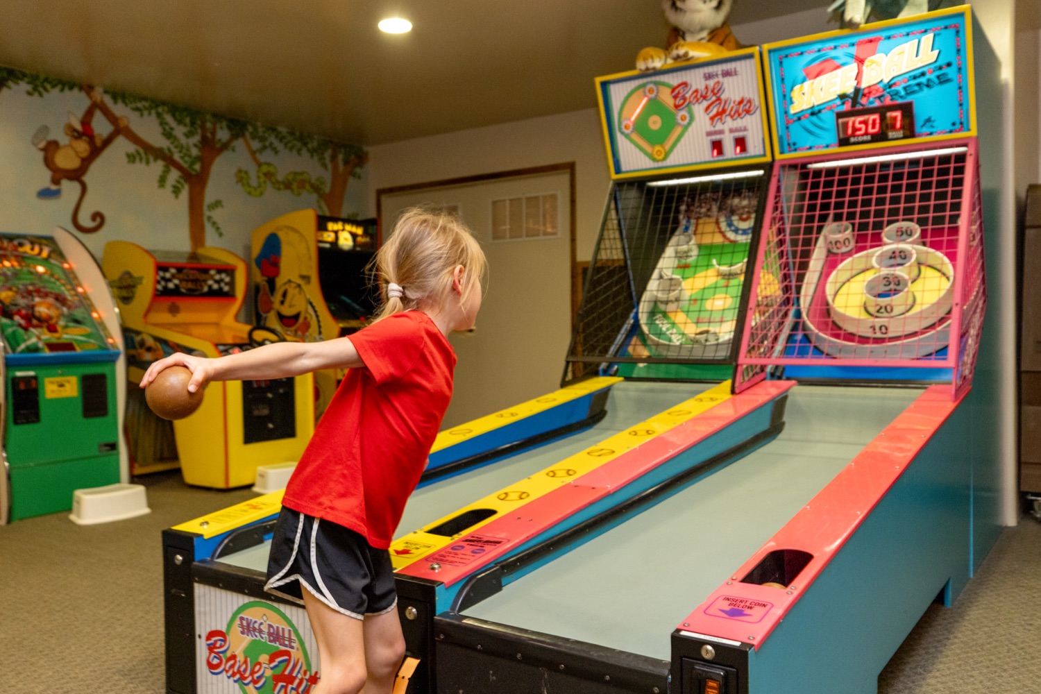 Skee-ball in the arcade
